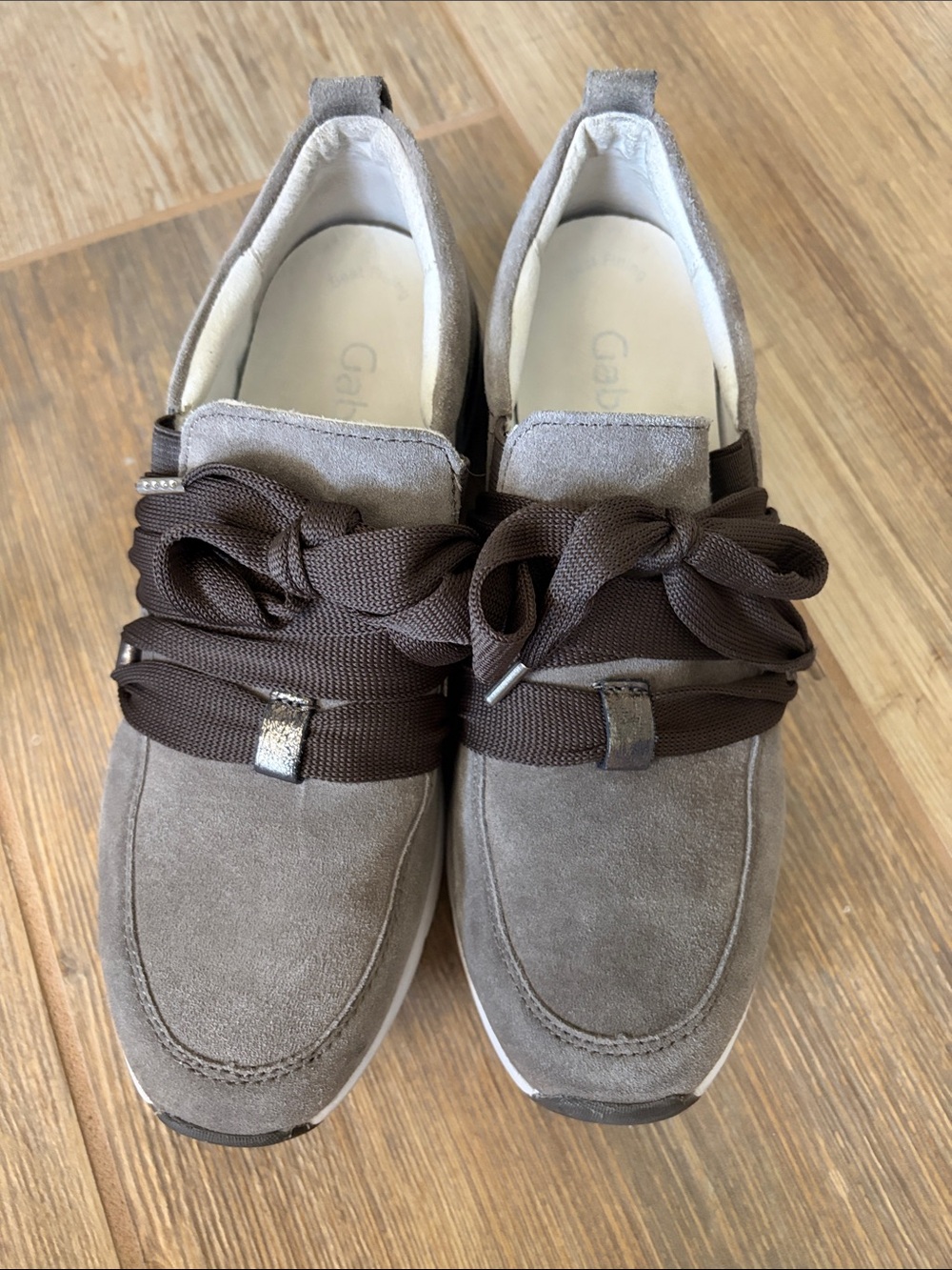 Gabor Suede Lace-Up Sneakers - Grey